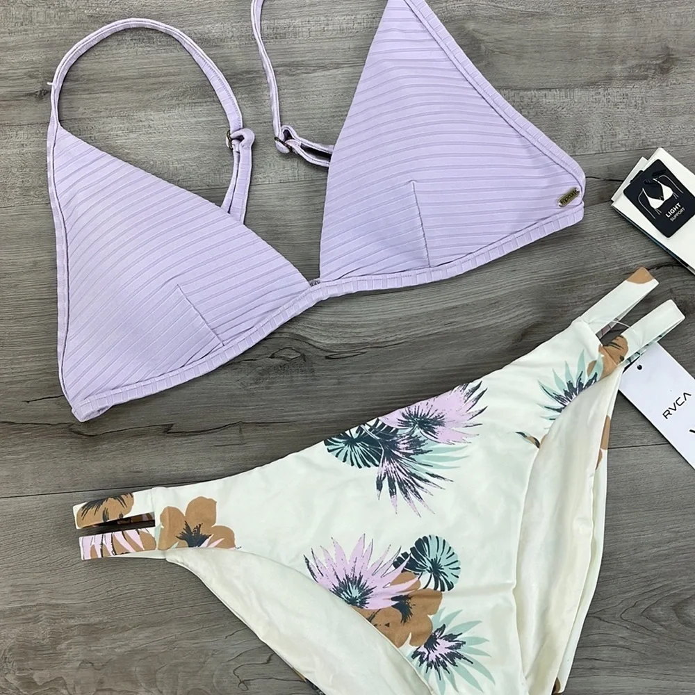 🔆RVCA🔆RIP CURL🔆PREMIUM SURF BANDED FIXED ROMEO FLORAL FULL BIKINI SET
